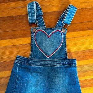 Heart stitch denim overall dress